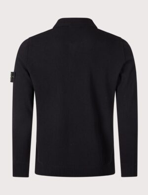 STONE ISLAND Loose Fit Light RWS Geelong Wool Polo Collar Jumper Black