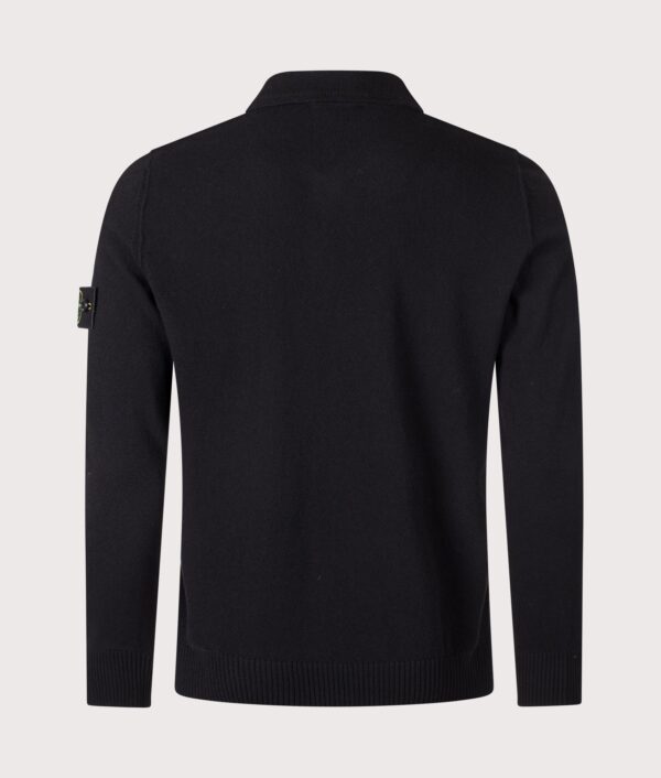 STONE ISLAND Loose Fit Light RWS Geelong Wool Polo Collar Jumper Black