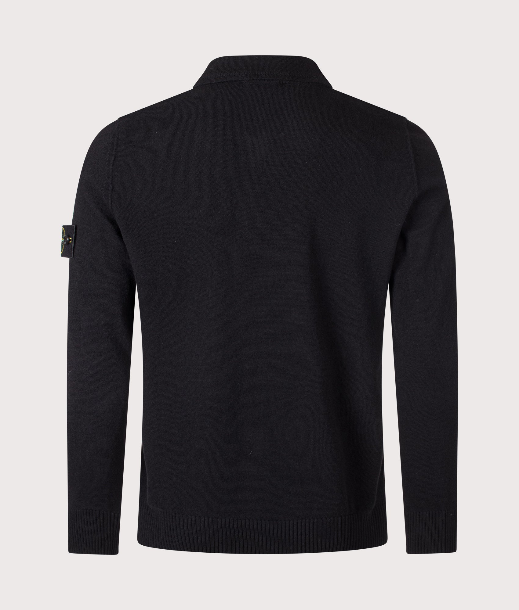 STONE ISLAND Loose Fit Light RWS Geelong Wool Polo Collar Jumper Black