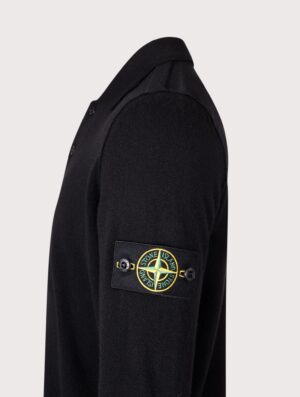 STONE ISLAND Loose Fit Light RWS Geelong Wool Polo Collar Jumper Black