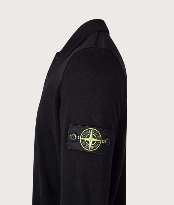 STONE ISLAND Loose Fit Light RWS Geelong Wool Polo Collar Jumper Black