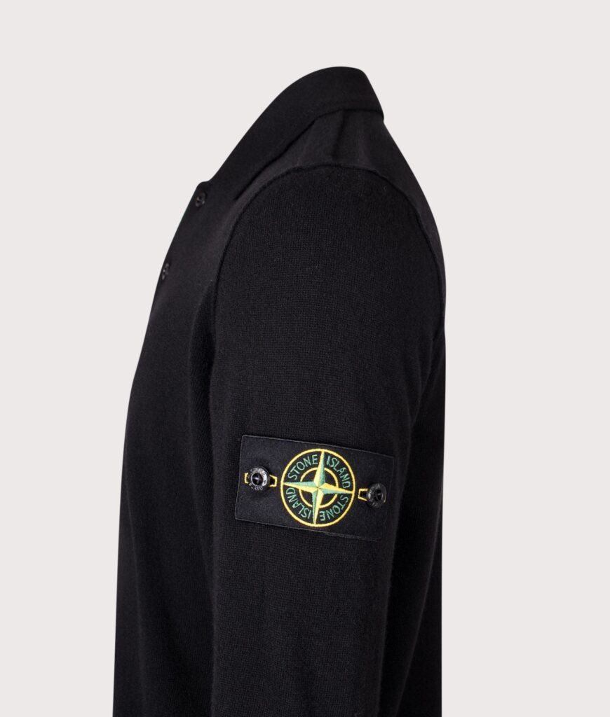 STONE ISLAND Loose Fit Light RWS Geelong Wool Polo Collar Jumper Black