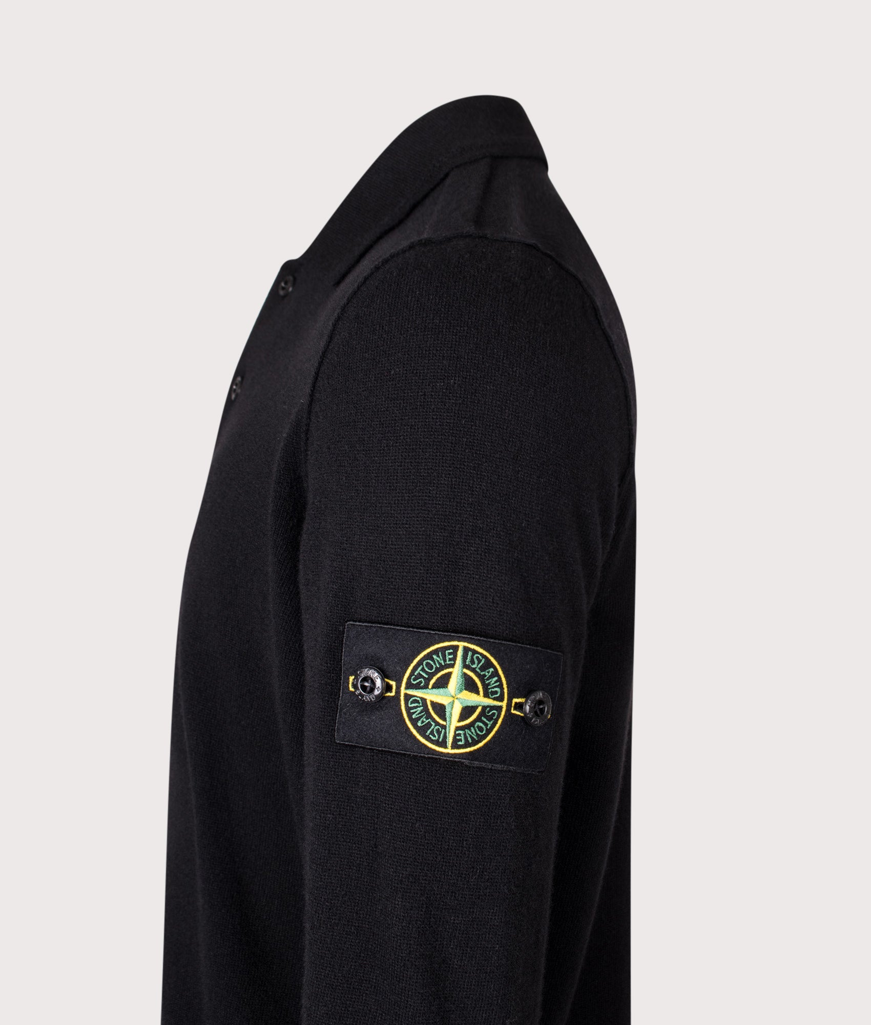 STONE ISLAND Loose Fit Light RWS Geelong Wool Polo Collar Jumper Black