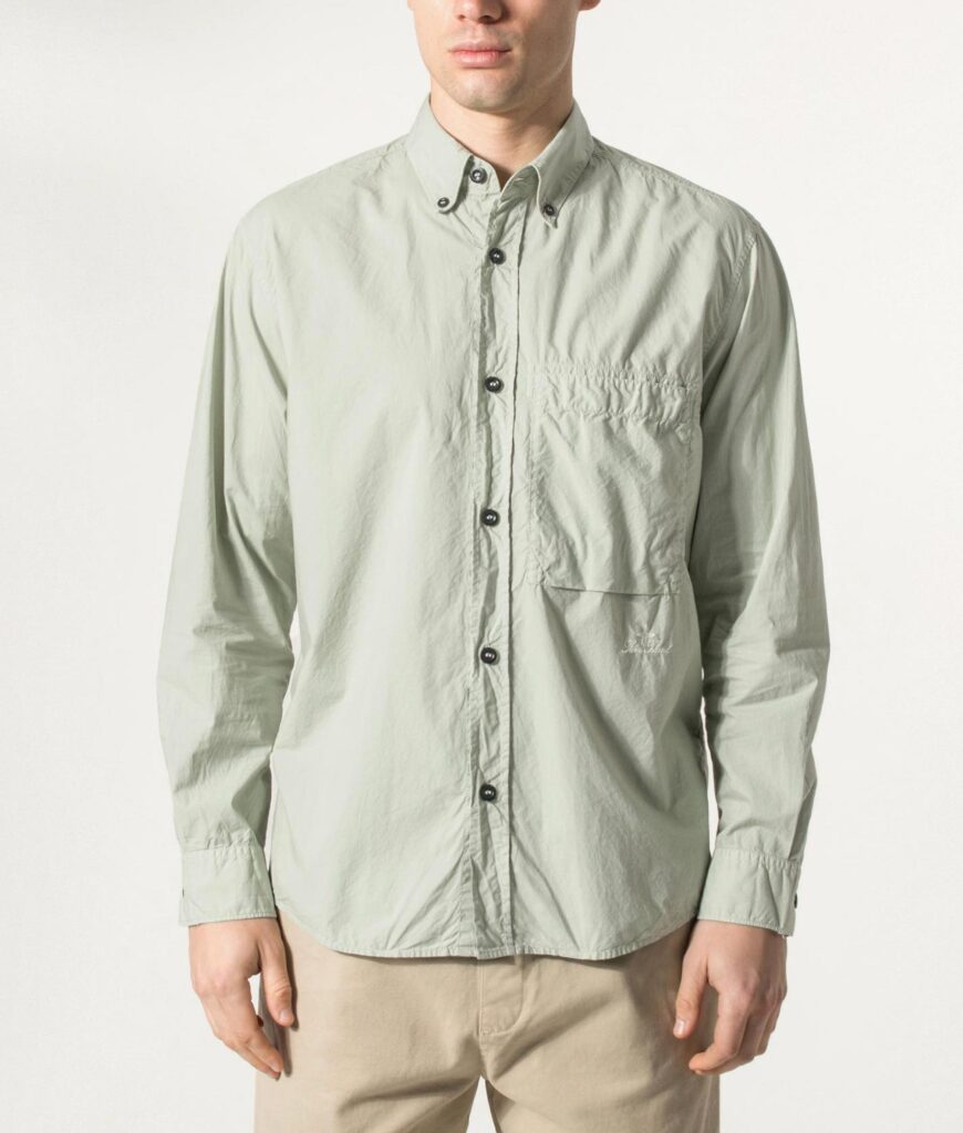 TONE ISLAND Comfort Fit Organic Cotton Tela 'Paracadute' Overshirt Sage