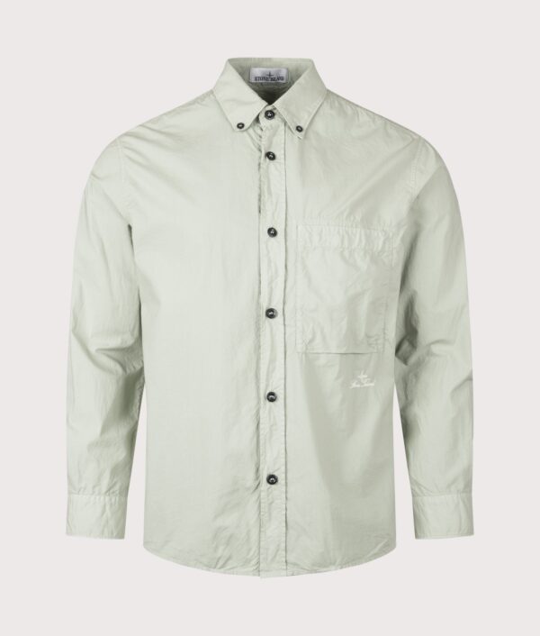STONE ISLAND Comfort Fit Organic Cotton Tela 'Paracadute' Overshirt Sage - Image 5