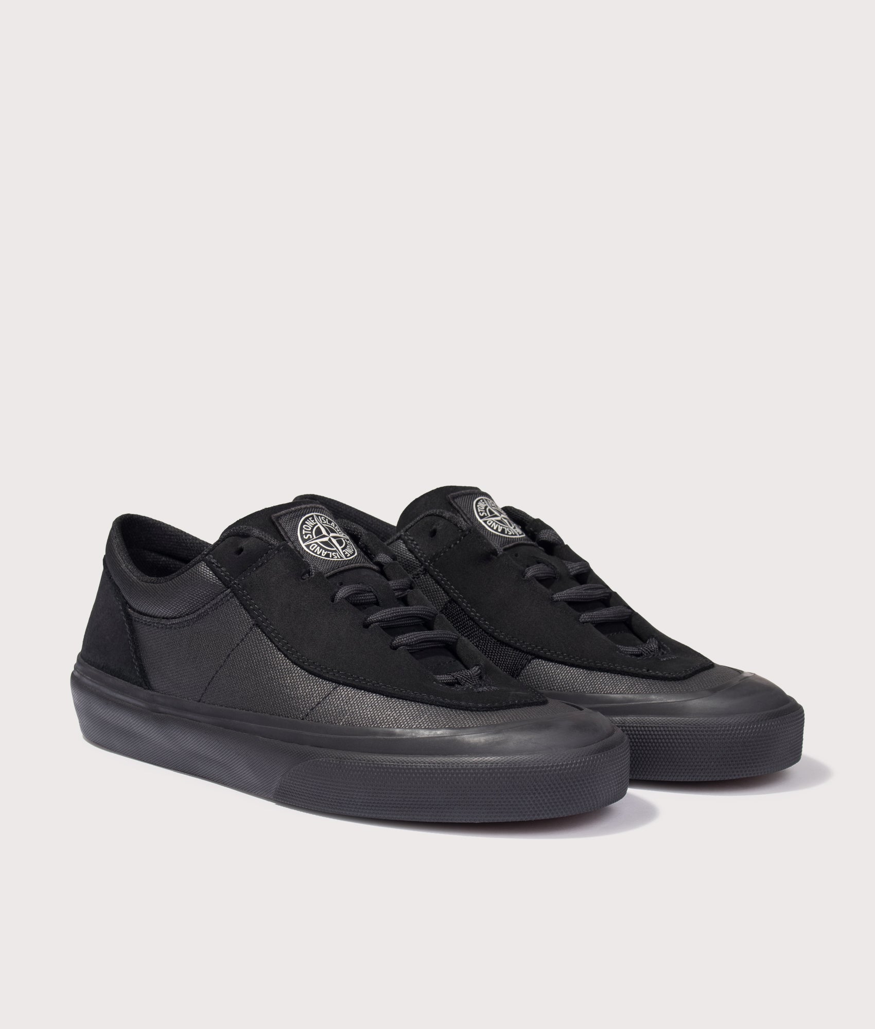 STONE ISLAND Canvas Suede Low Top Trainers Black