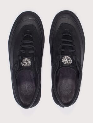 STONE ISLAND Canvas Suede Low Top Trainers Black
