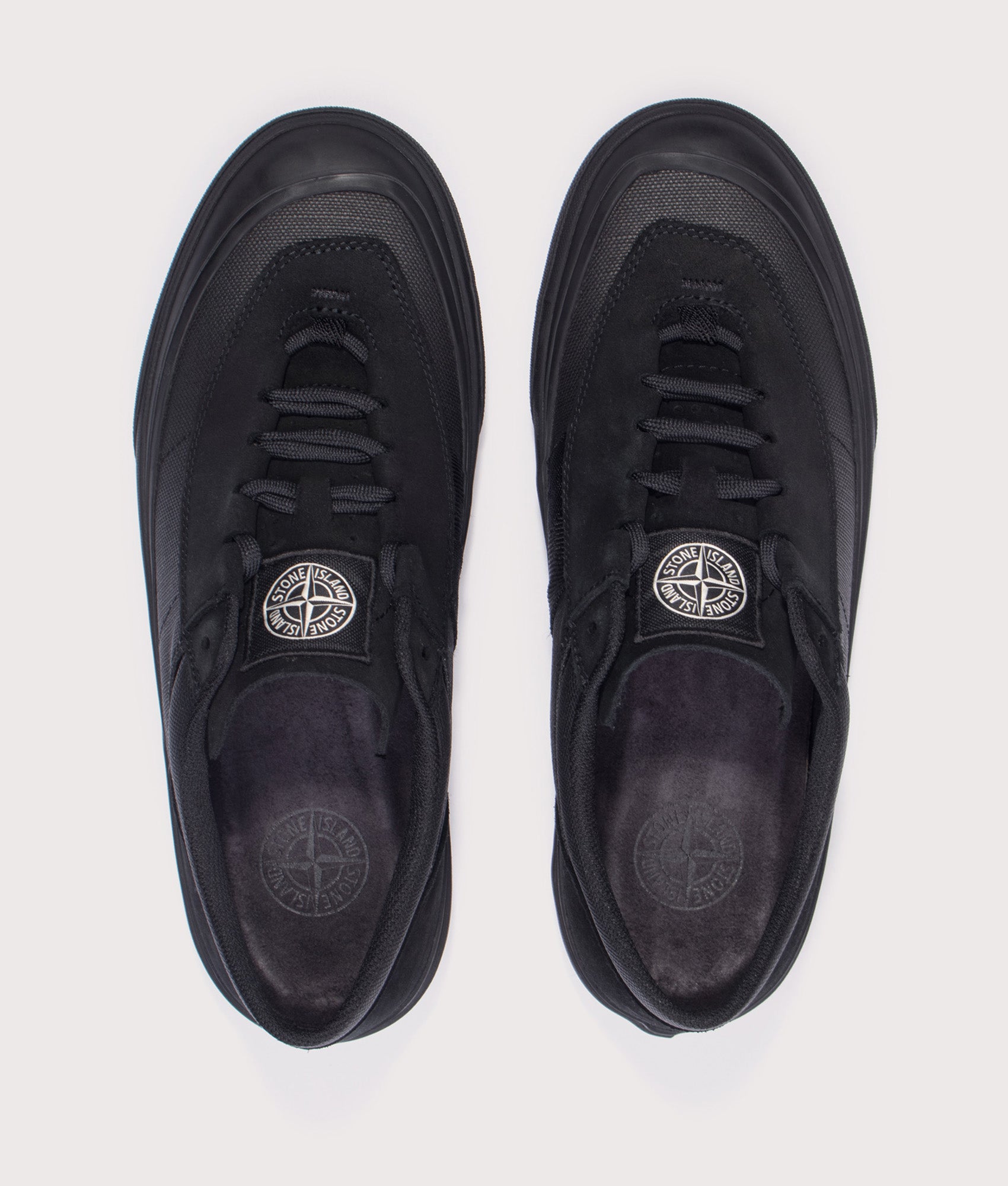 STONE ISLAND Canvas Suede Low Top Trainers Black