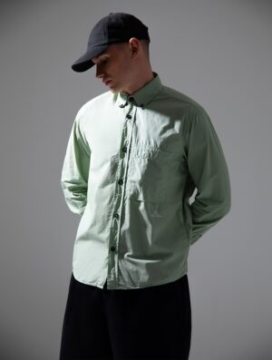 TONE ISLAND Comfort Fit Organic Cotton Tela 'Paracadute' Overshirt Sage