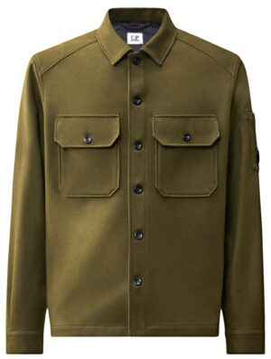 C.P. Company Felted Wool Lens Button Overshirt Ivy Green