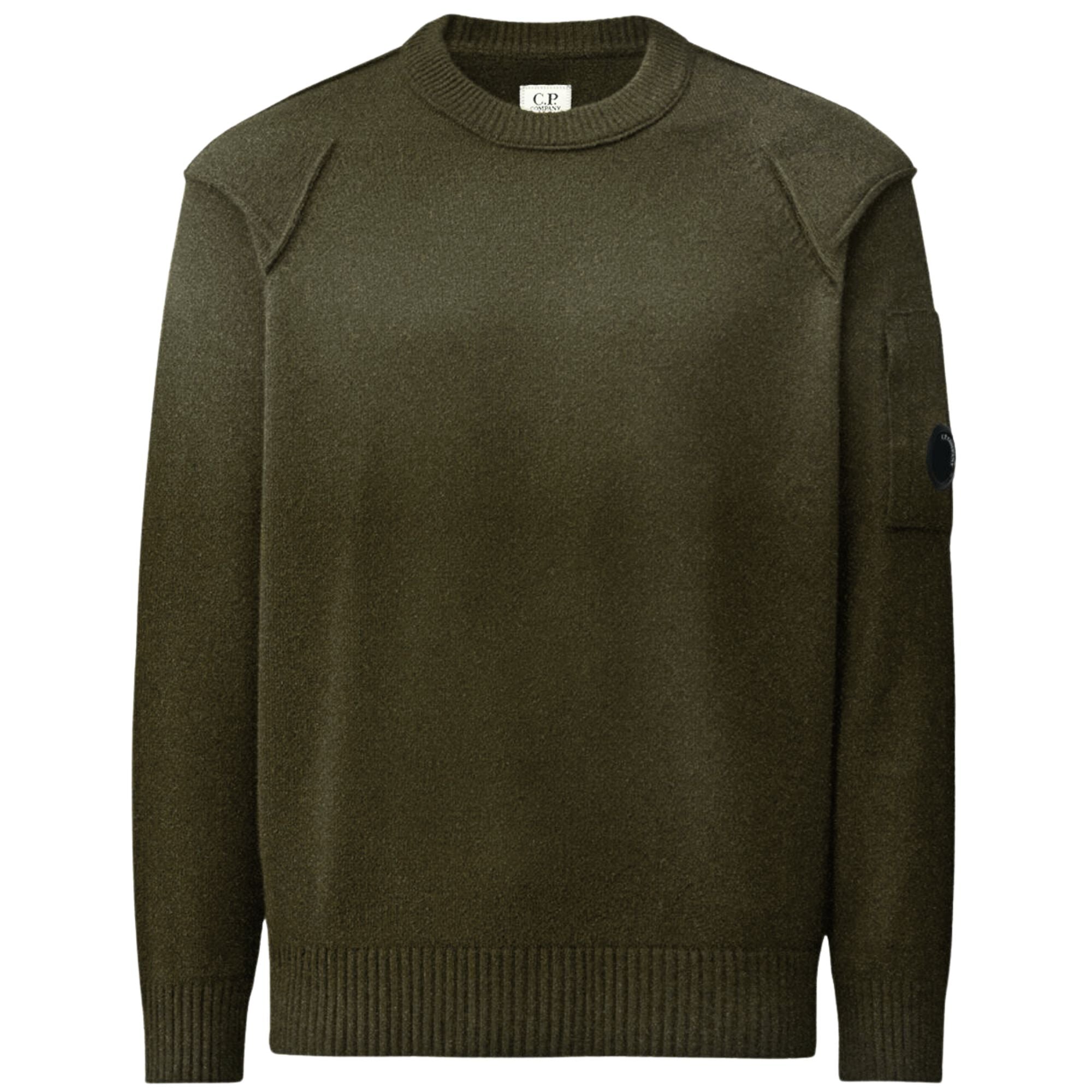 C.P Company Lambswool Lens Crewneck Sweater Ivy Green