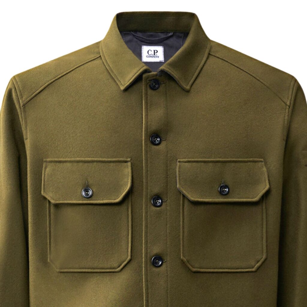 C.P. Company Felted Wool Lens Button Overshirt Ivy Green