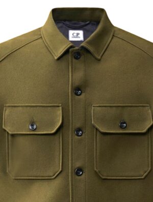 C.P. Company Felted Wool Lens Button Overshirt Ivy Green