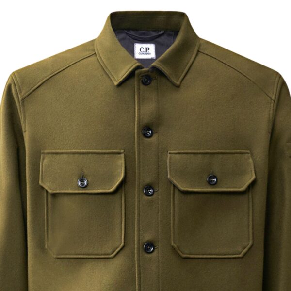 C.P. Company Felted Wool Lens Button Overshirt Ivy Green