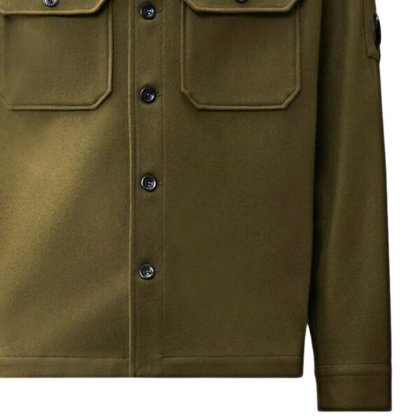 C.P. Company Felted Wool Lens Button Overshirt Ivy Green