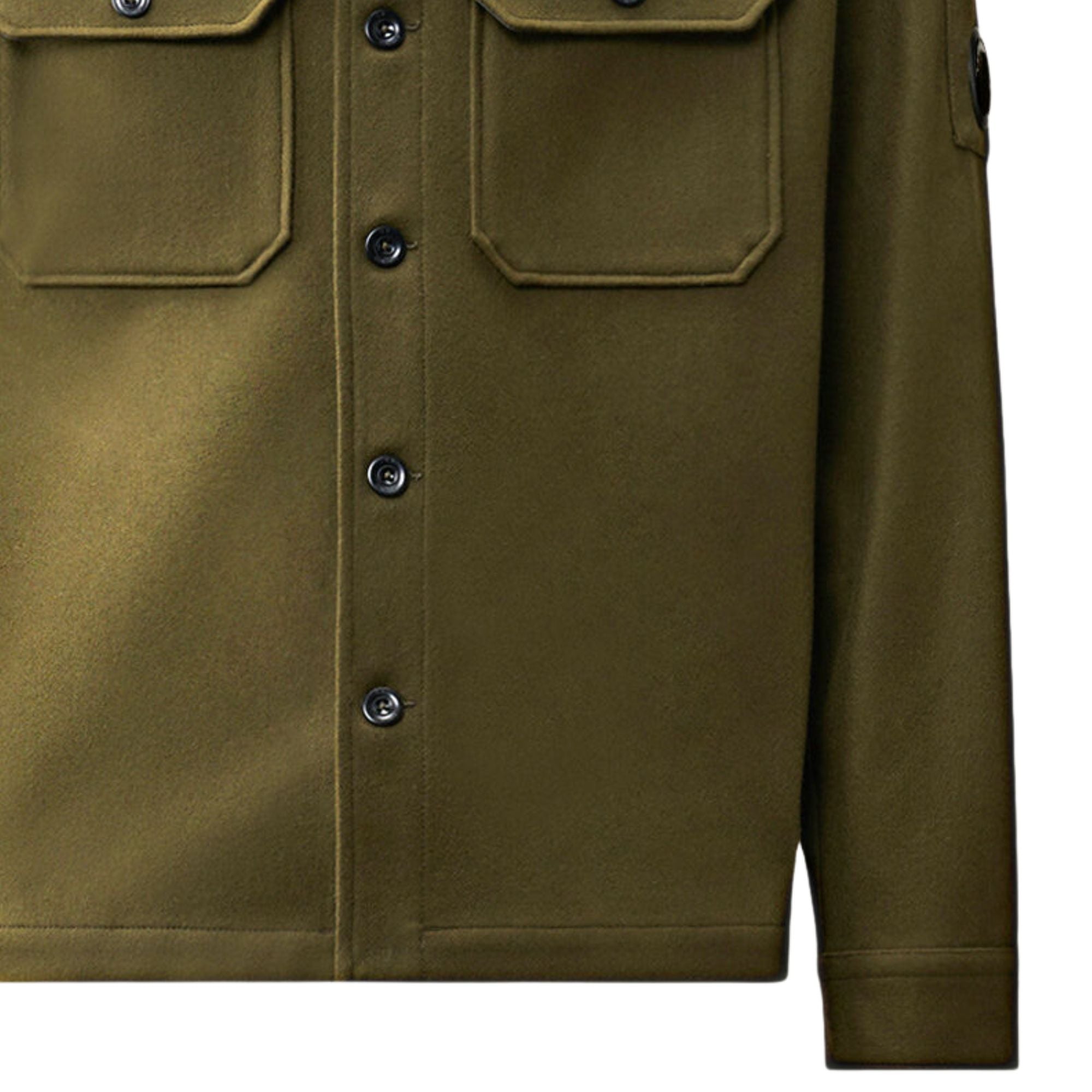 C.P. Company Felted Wool Lens Button Overshirt Ivy Green