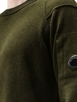 C.P Company Lambswool Lens Crewneck Sweater Ivy Green