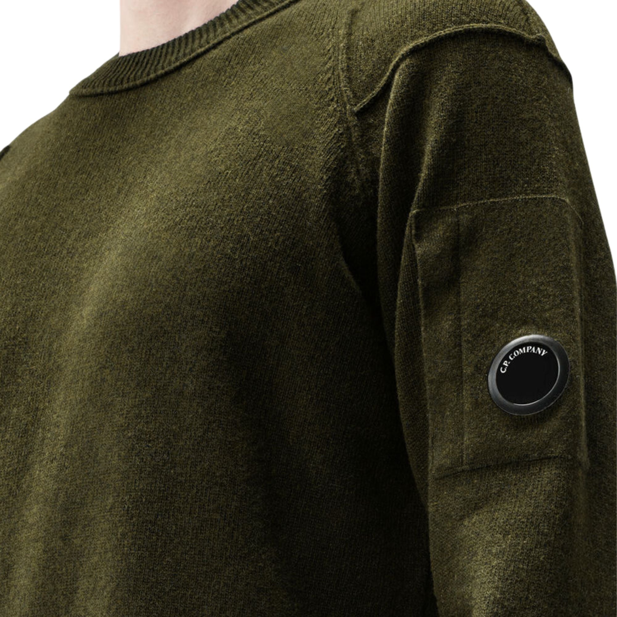 C.P Company Lambswool Lens Crewneck Sweater Ivy Green