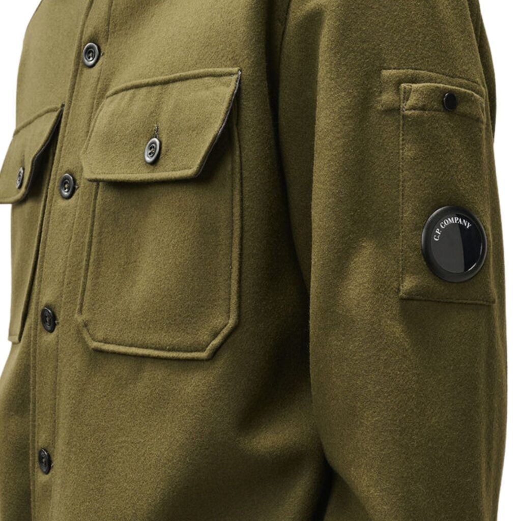 C.P. Company Felted Wool Lens Button Overshirt Ivy Green