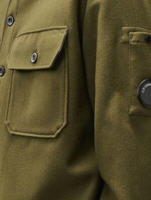 C.P. Company Felted Wool Lens Button Overshirt Ivy Green