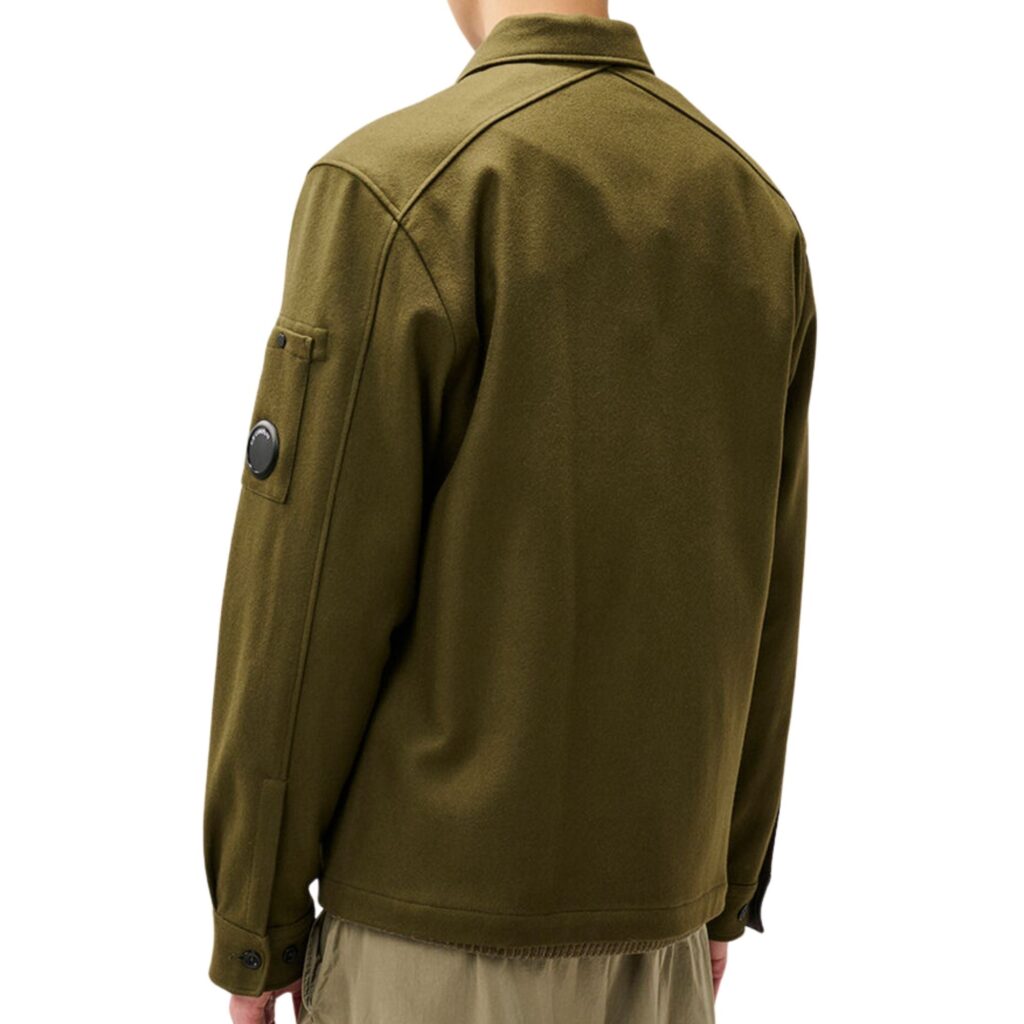 C.P. Company Felted Wool Lens Button Overshirt Ivy Green