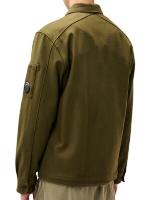 C.P. Company Felted Wool Lens Button Overshirt Ivy Green