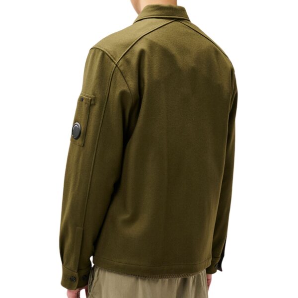 C.P. Company Felted Wool Lens Button Overshirt Ivy Green
