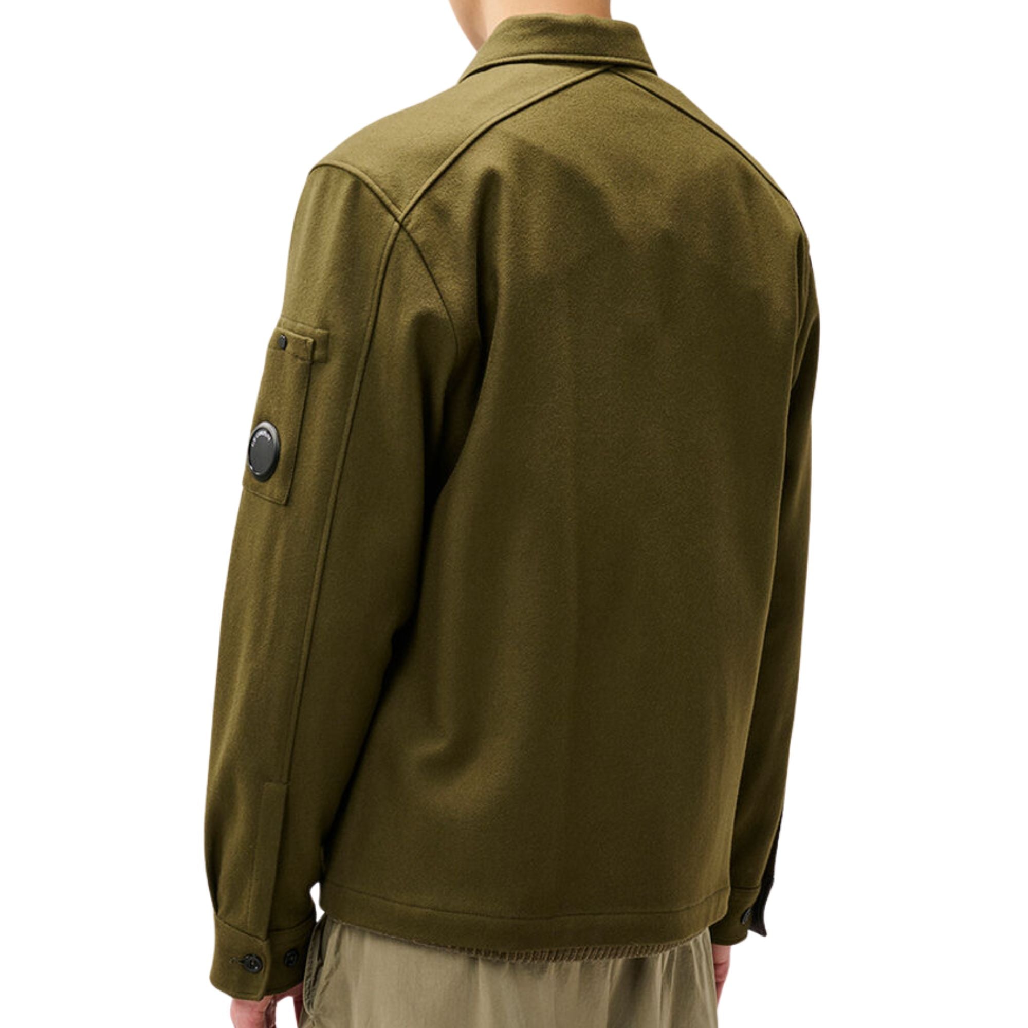 C.P. Company Felted Wool Lens Button Overshirt Ivy Green