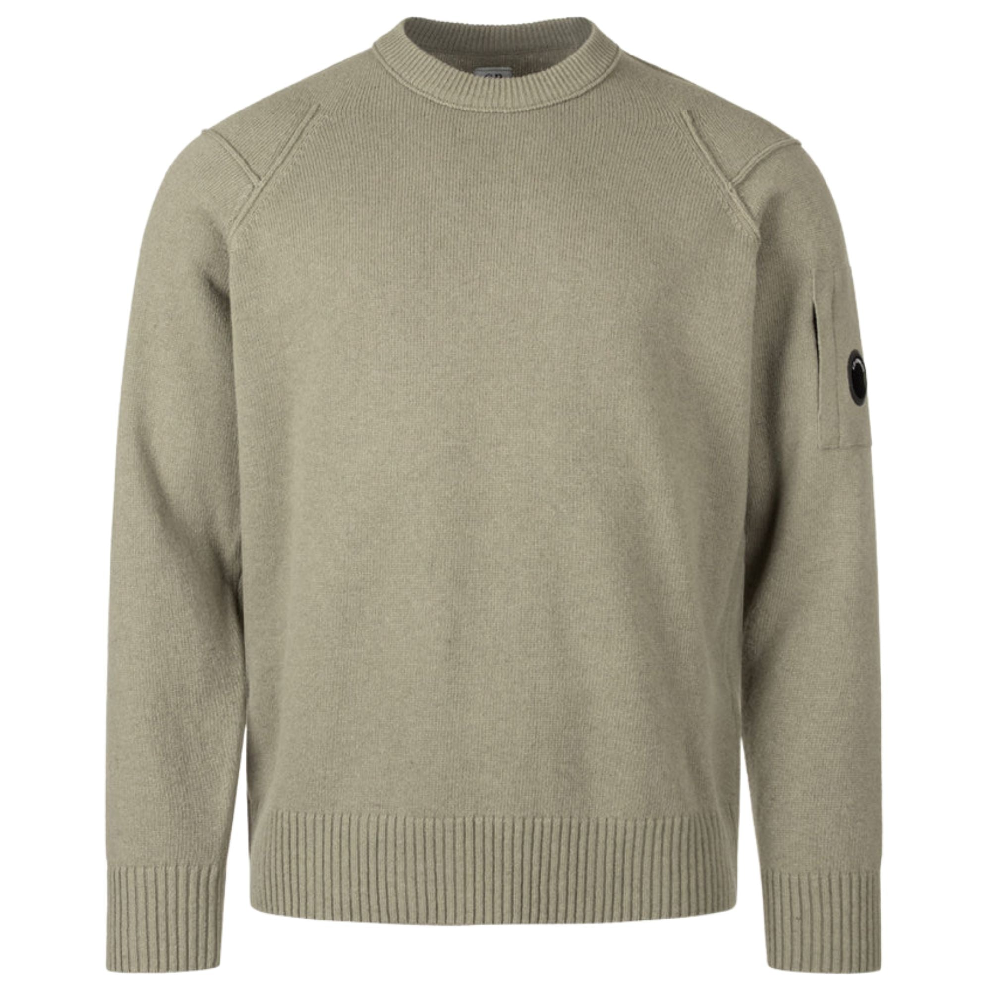 C.P Company Lambswool Lens Crewneck Sweater Fallen Rock - Image 1