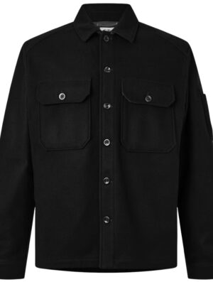 C.P Company Felted Wool Lens Button Overshirt Black