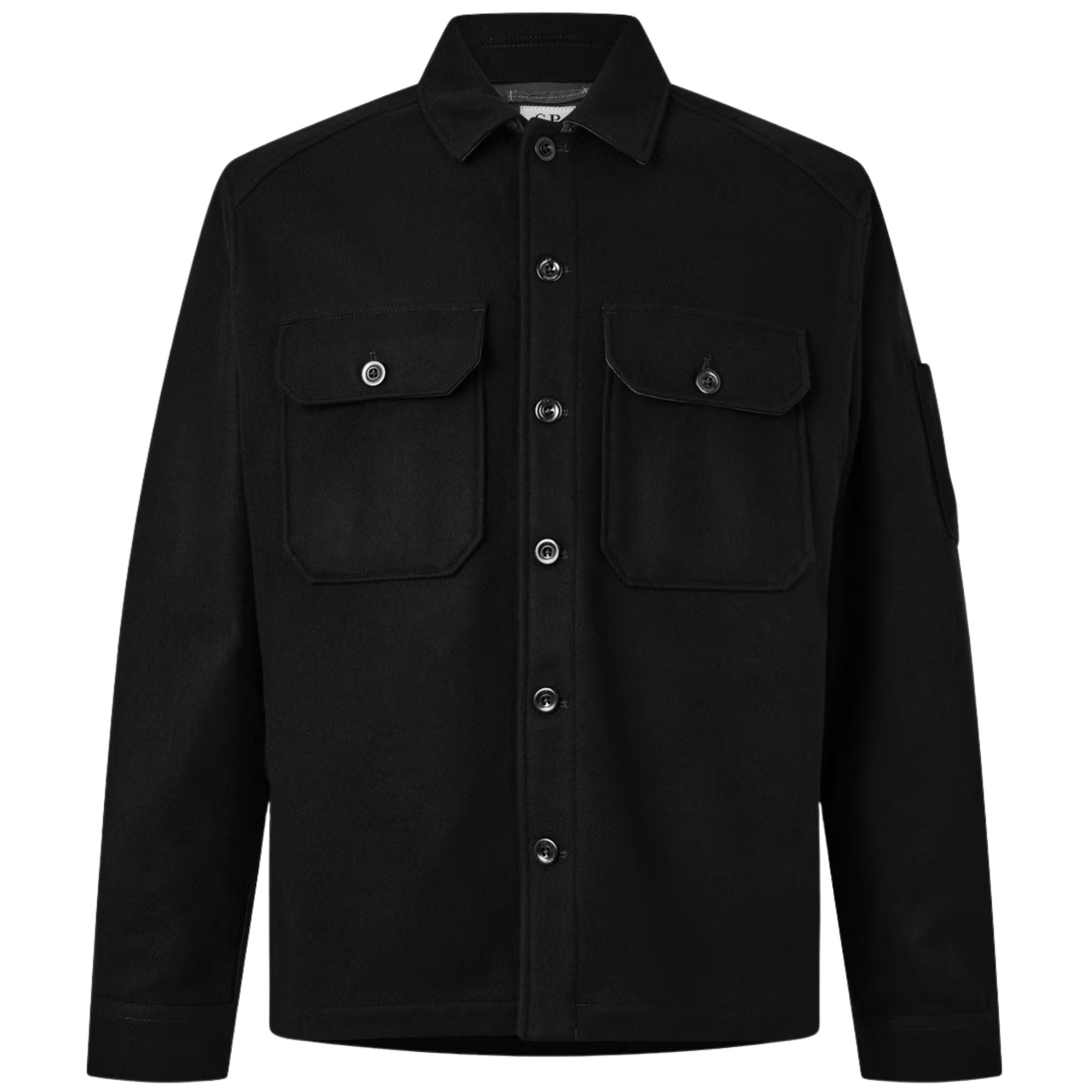 C.P Company Felted Wool Lens Button Overshirt Black