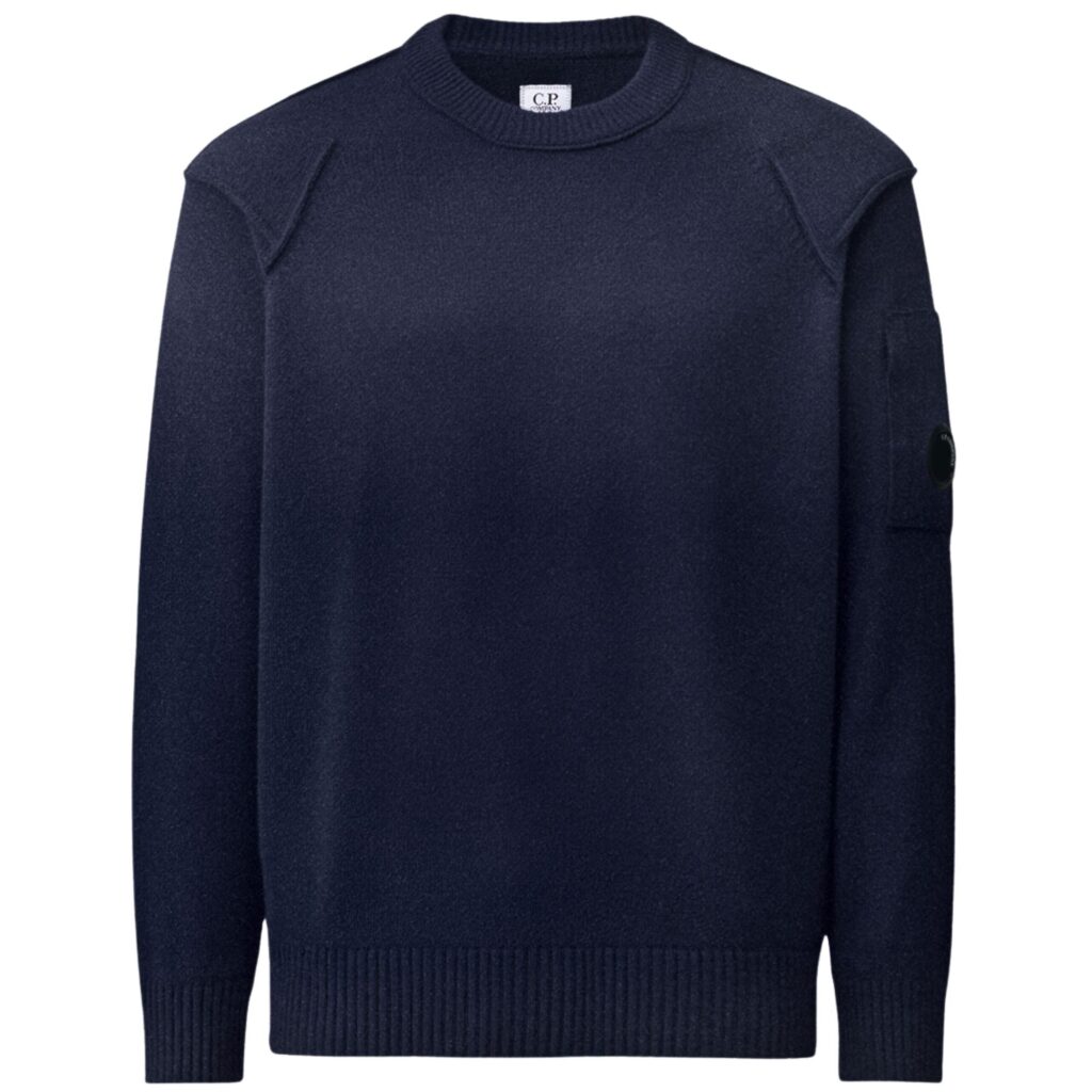 C.P. Company Lambswool Lens Crewneck Sweater Total Eclipse