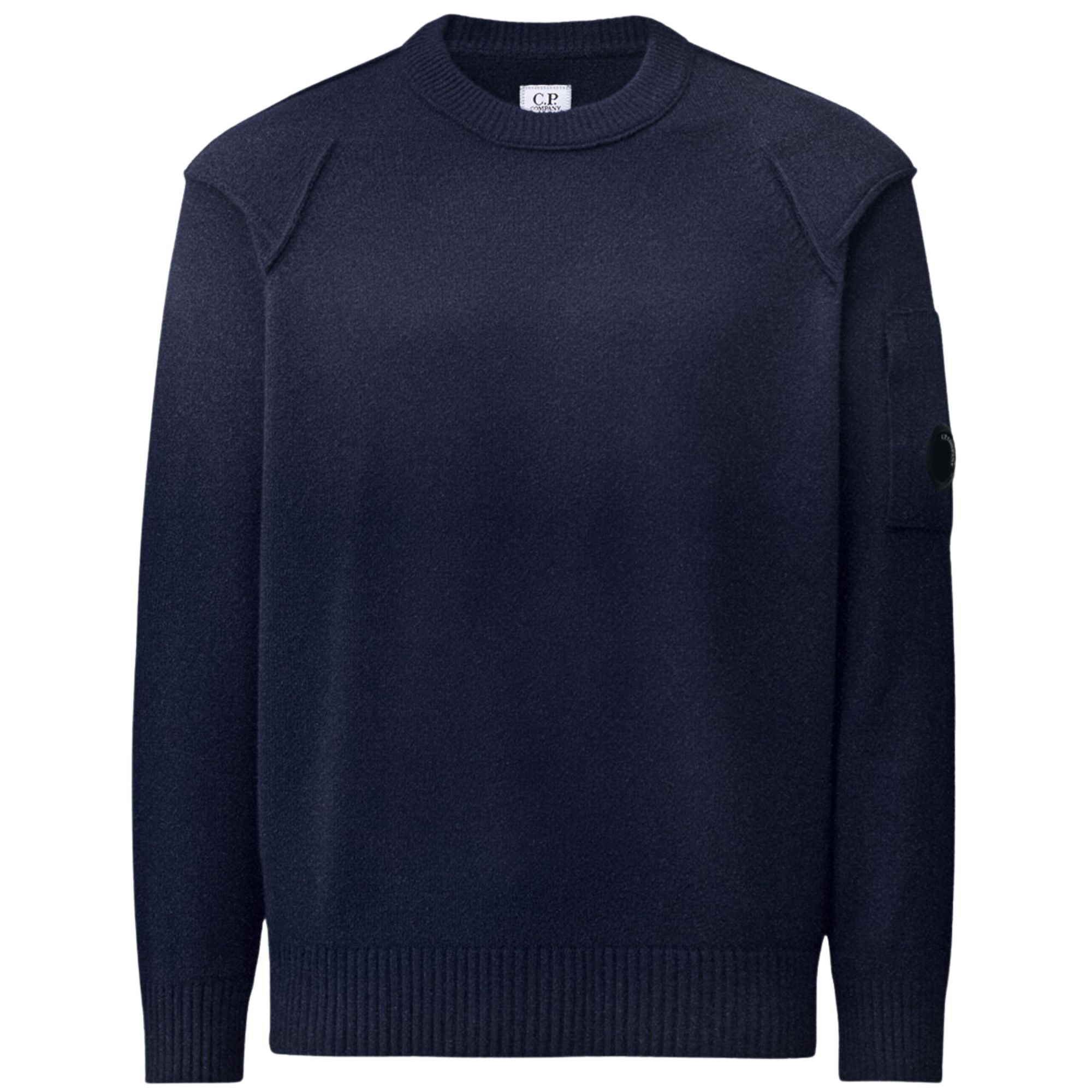 C.P. Company Lambswool Lens Crewneck Sweater Total Eclipse - Image 1