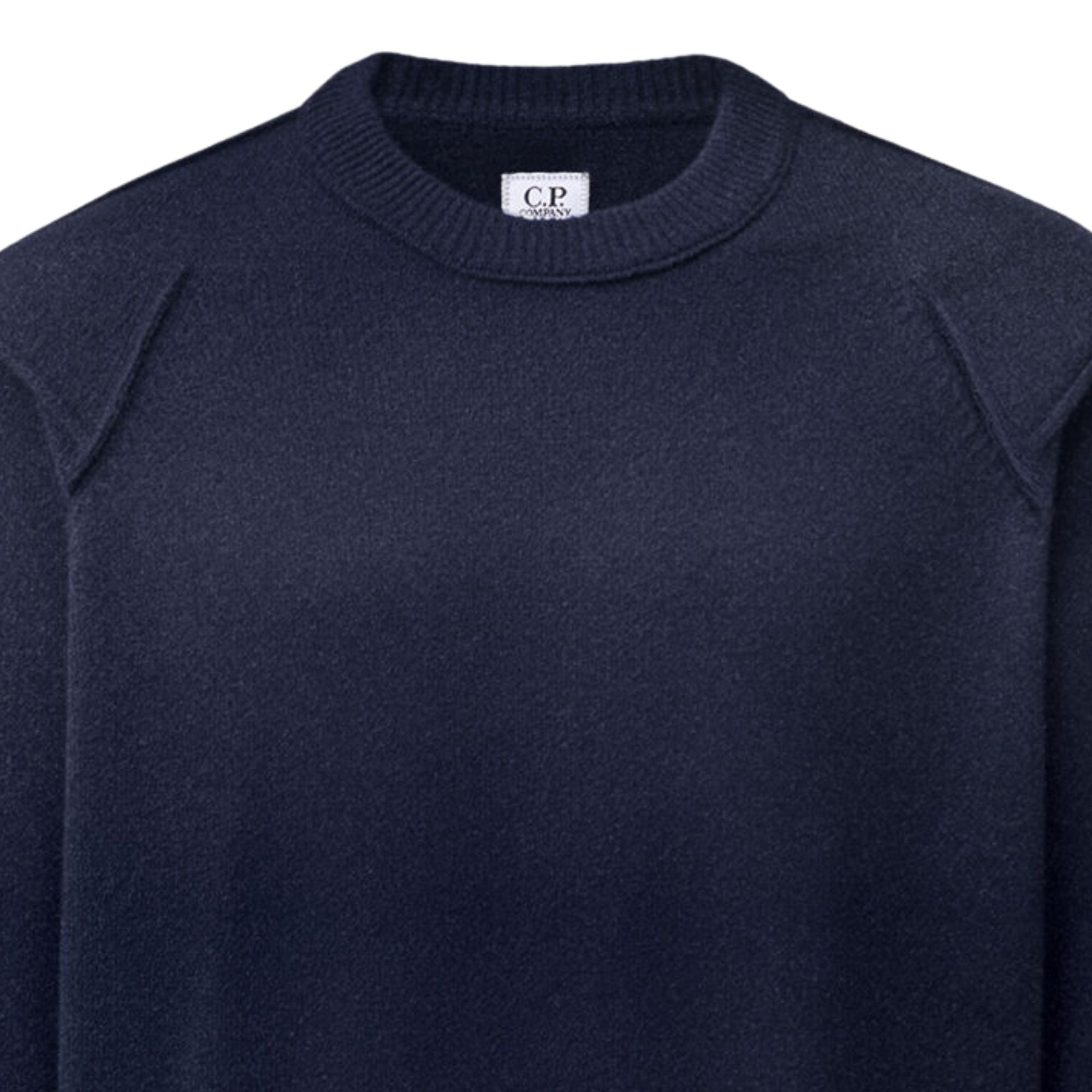 C.P. Company Lambswool Lens Crewneck Sweater Total Eclipse - Image 2