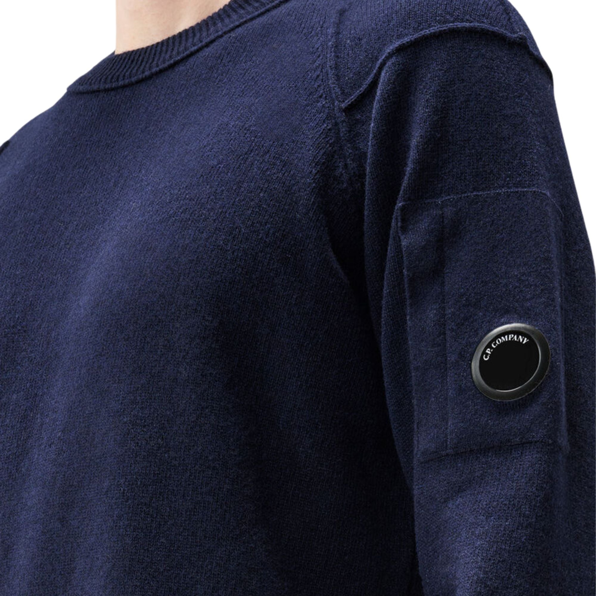 C.P. Company Lambswool Lens Crewneck Sweater Total Eclipse - Image 4
