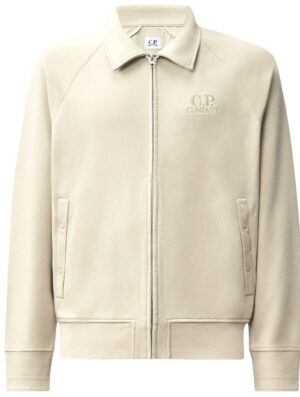 C.P Company Diagonal Raised Fleece Polo Zip Sweatshirt Silver Birch