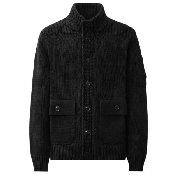 C.P. Company Lambswool Lens Button Sweater Black