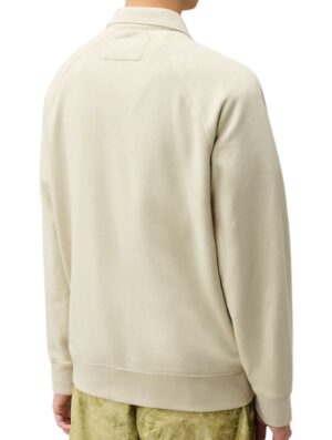 C.P Company Diagonal Raised Fleece Polo Zip Sweatshirt Silver Birch