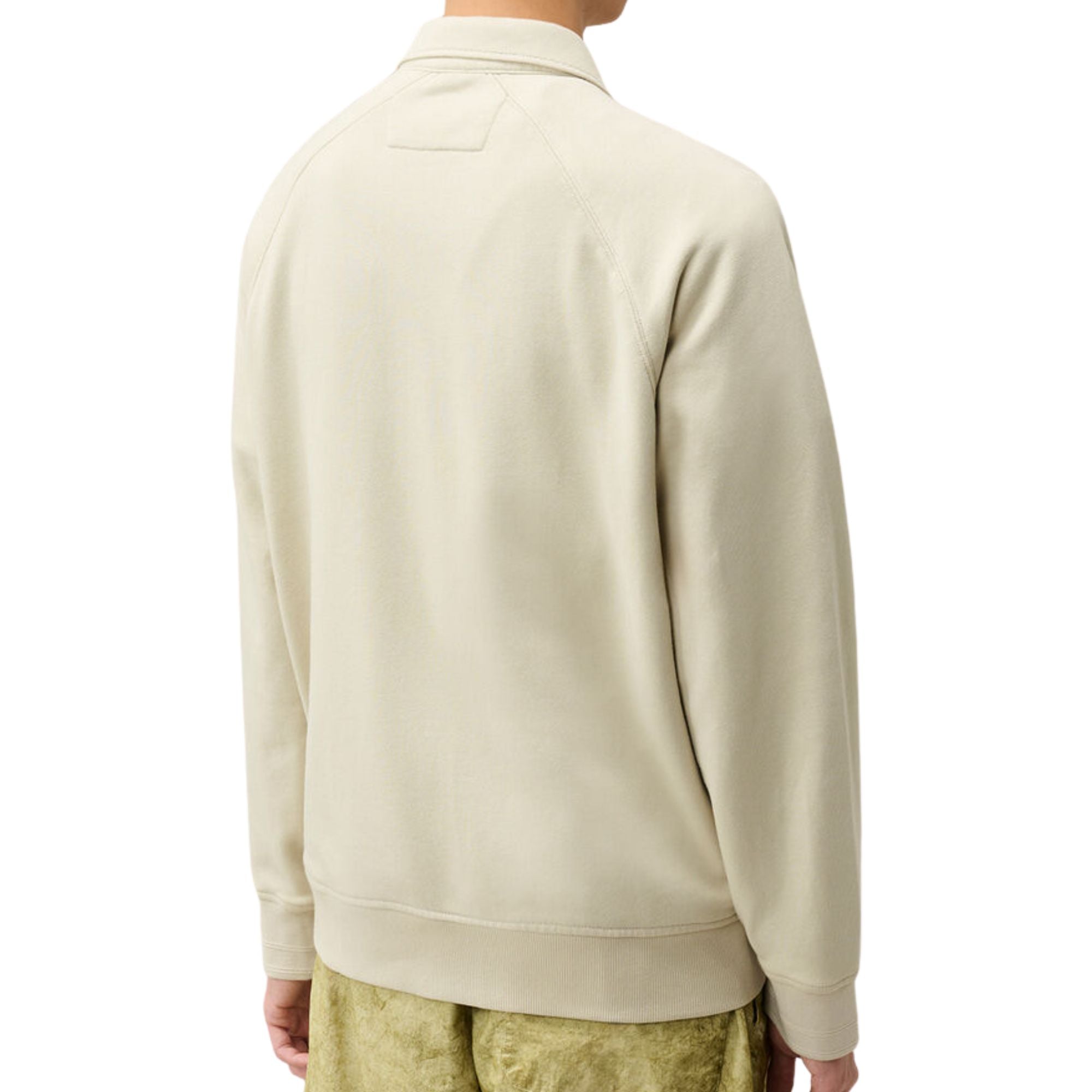 C.P Company Diagonal Raised Fleece Polo Zip Sweatshirt Silver Birch