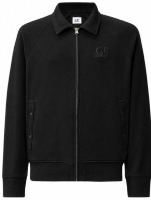 C.P Company Diagonal Raised Fleece Polo Zip Sweatshirt Black