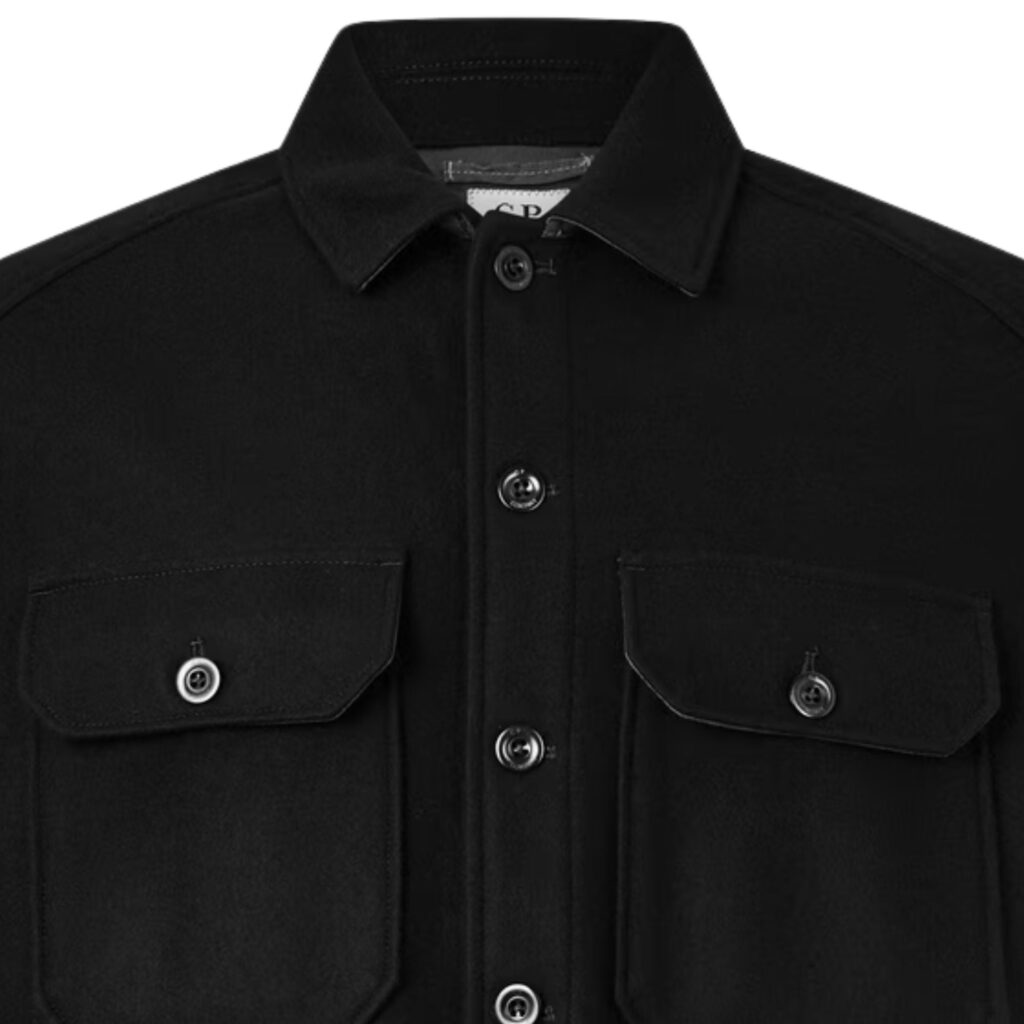 C.P Company Felted Wool Lens Button Overshirt Black