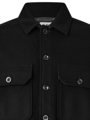 C.P Company Felted Wool Lens Button Overshirt Black
