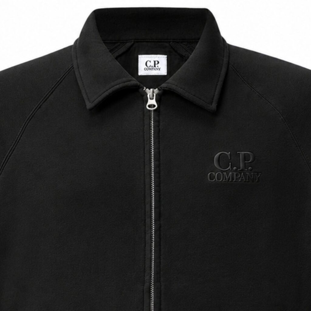C.P Company Diagonal Raised Fleece Polo Zip Sweatshirt Black