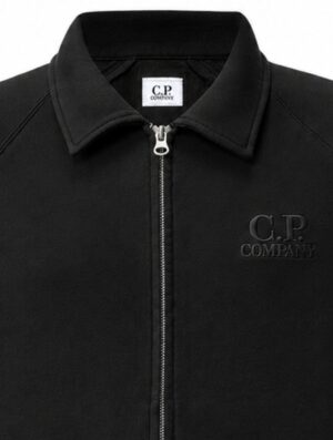 C.P Company Diagonal Raised Fleece Polo Zip Sweatshirt Black