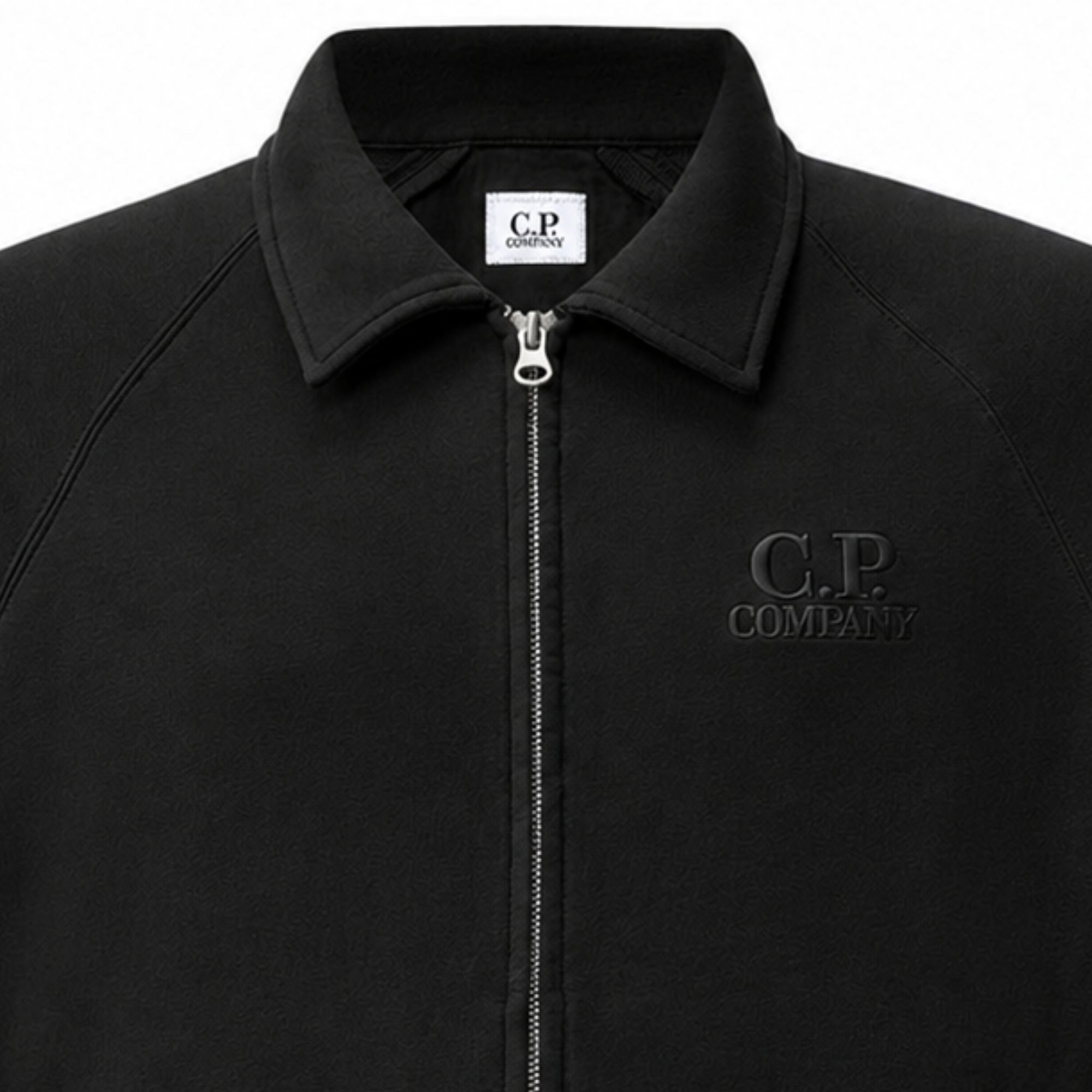 C.P Company Diagonal Raised Fleece Polo Zip Sweatshirt Black