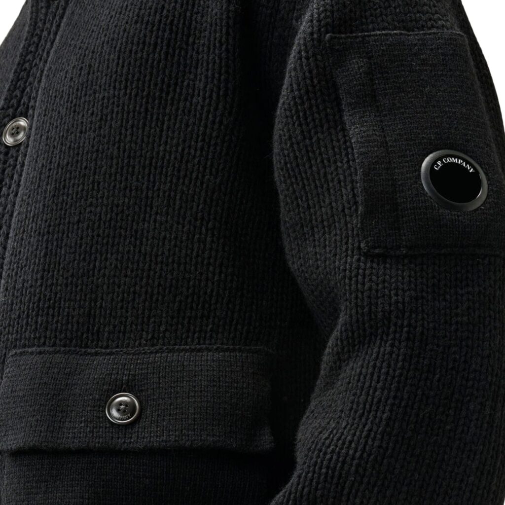 C.P. Company Lambswool Lens Button Sweater Black