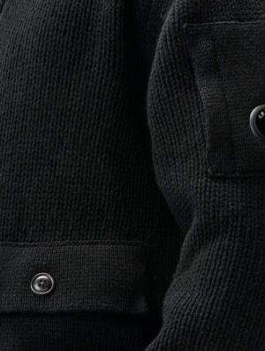 C.P. Company Lambswool Lens Button Sweater Black