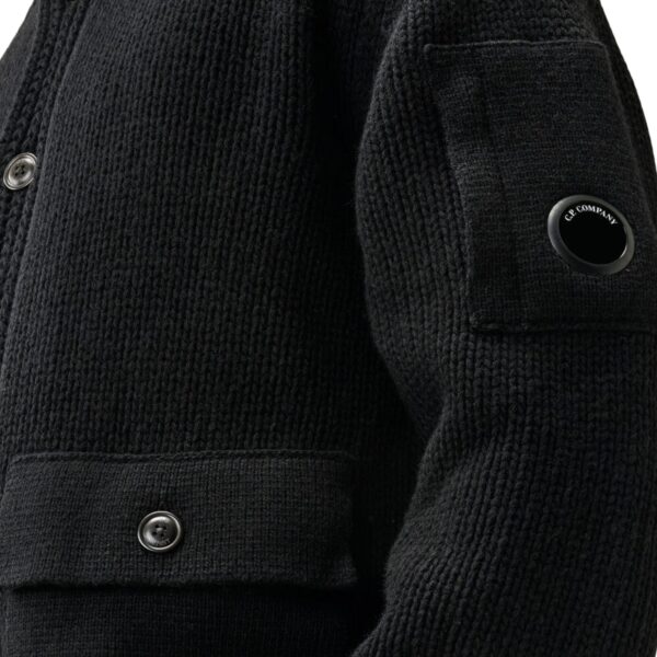 C.P. Company Lambswool Lens Button Sweater Black