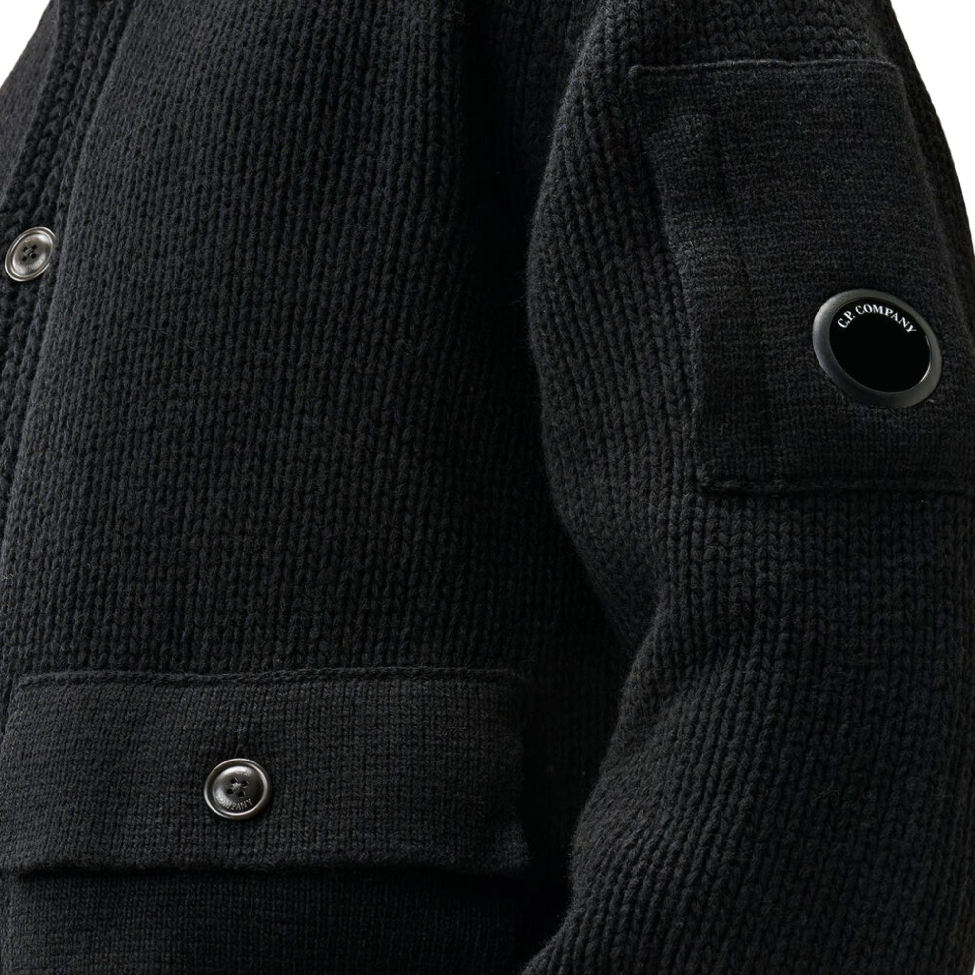 C.P. Company Lambswool Lens Button Sweater Black