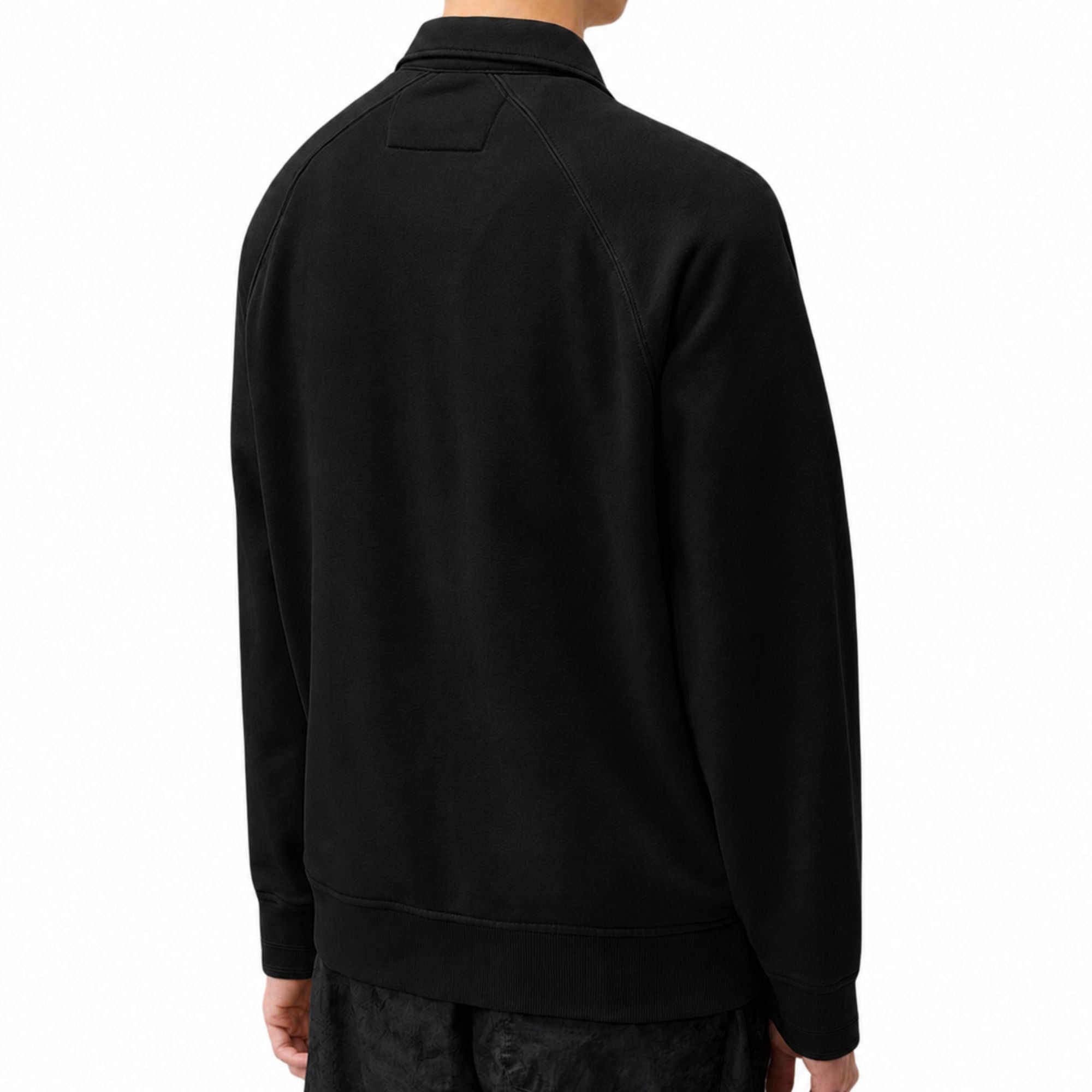 C.P Company Diagonal Raised Fleece Polo Zip Sweatshirt Black
